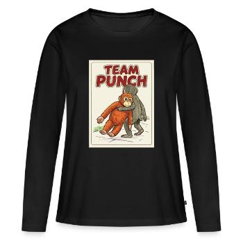 Coup de poing Bébé Singe Coup de poing - T-shirt manches longues Premium bio Femme - noir - Devant - Julia (174cm)