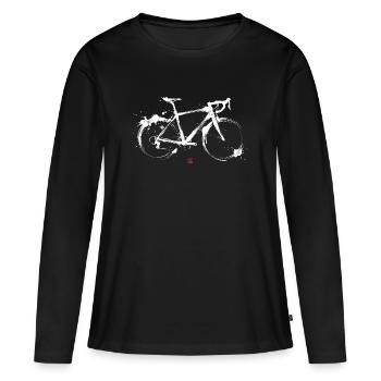 Rennrad Tusche Kunst Illustration Radsport - Frauen Premium Bio Langarmshirt - Schwarz - Vorne - Julia (174cm)