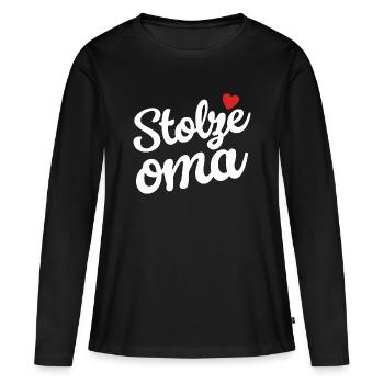 Stolze Oma - Frauen Premium Bio Langarmshirt - Schwarz - Vorne - Julia (174cm)