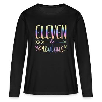 Onze & Fabuleux Scénario Arc-en-ciel - T-shirt manches longues Premium bio Femme - noir - Devant - Julia (174cm)