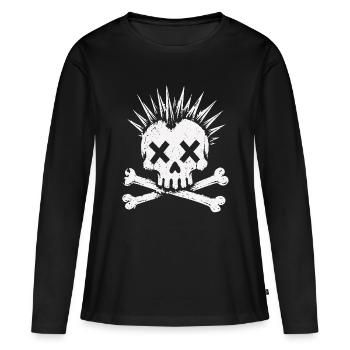 Punk Skull Mohawk Rock Alternative Shirt - T-shirt manches longues Premium bio Femme - noir - Devant - Julia (174cm)