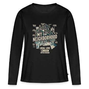 Londres : mon quartier - T-shirt manches longues Premium bio Femme - noir - Devant - Julia (174cm)