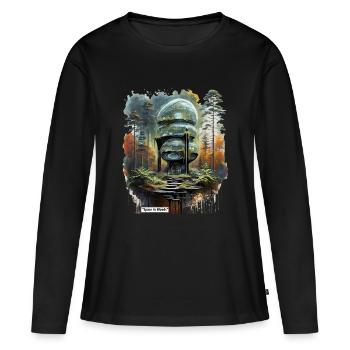 Espace dans Woods Dome - T-shirt manches longues Premium bio Femme - noir - Devant - Julia (174cm)