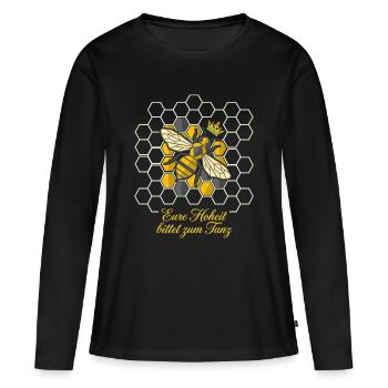 Abeille royale dans le nid d’abeille - T-shirt manches longues Premium bio Femme - noir - Devant - Julia (174cm)