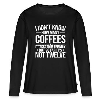 Compte de douze cafés - T-shirt manches longues Premium bio Femme - noir - Devant - Julia (174cm)