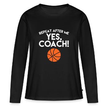 Hymne de basket Yes Coach - T-shirt manches longues Premium bio Femme - noir - Devant - Julia (174cm)