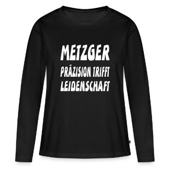 Metzger - Frauen Premium Bio Langarmshirt - Schwarz - Vorne - Julia (174cm)