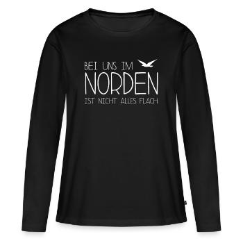 Norden Nicht alles Flach lustig - Frauen Premium Bio Langarmshirt - Schwarz - Vorne - Julia (174cm)