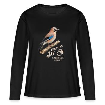 Geai d’Eurasie Jay Jay, Conception d’oiseaux - T-shirt manches longues Premium bio Femme - noir - Devant - Julia (174cm)