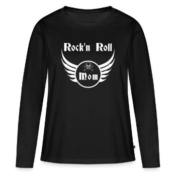 Mom Rock and Roll White Skull Wings - Women's Premium Organic Long Sleeve Shirt - black - Front - Julia (174cm)