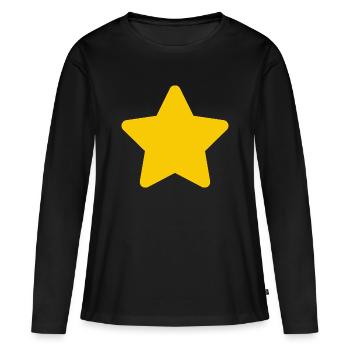 Accent étoile jaune : Simple Star - T-shirt manches longues Premium bio Femme - noir - Devant - Julia (174cm)