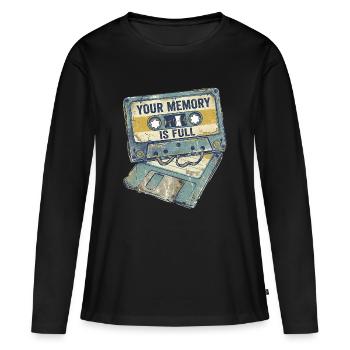 Mémoire complète - T-shirt manches longues Premium bio Femme - noir - Devant - Julia (174cm)