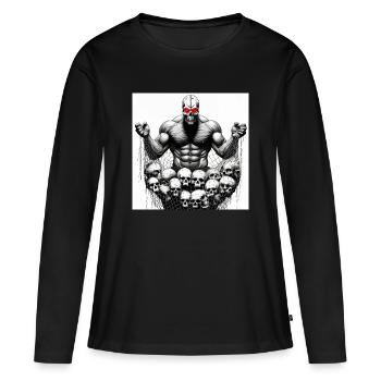 Musclé Crânes en Filet - T-shirt manches longues Premium bio Femme - noir - Devant - Julia (174cm)