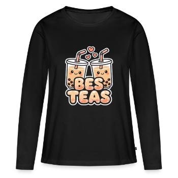 Boba Best Theas Amateurs de bubble tea adorables - T-shirt manches longues Premium bio Femme - noir - Devant - Julia (174cm)