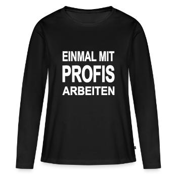 Arbeiten - Frauen Premium Bio Langarmshirt - Schwarz - Vorne - Julia (174cm)
