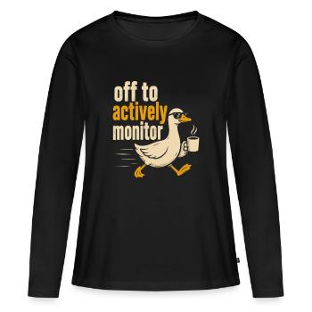 Abflug zum aktiven Monitoring - Frauen Premium Bio Langarmshirt - Schwarz - Vorne - Julia (174cm)