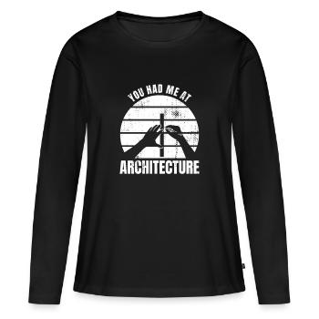 Tu m’as eu en architecture - T-shirt manches longues Premium bio Femme - noir - Devant - Julia (174cm)