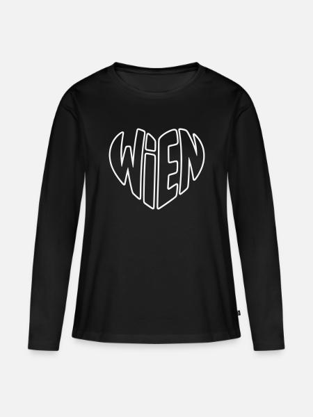 Design de lettrage en forme de cœur de Vienne - T-shirt manches longues Premium bio Femme - noir