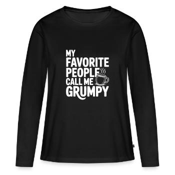 My Favorite People Call Me Grumpy - T-shirt manches longues Premium bio Femme - noir - Devant - Julia (174cm)