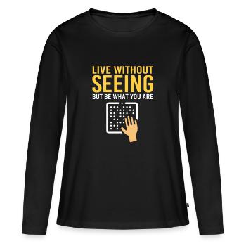 Blindenschrift Braille Blind - Frauen Premium Bio Langarmshirt - Schwarz - Vorne - Julia (174cm)