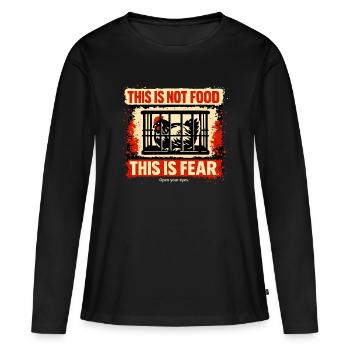 Coq de cage : la peur au lieu de la nourriture - T-shirt manches longues Premium bio Femme - noir - Devant - Julia (174cm)