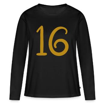 16 - T-shirt manches longues Premium bio Femme - noir - Devant - Julia (174cm)