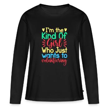 Fille d’appréciation du bénévolat veut juste du bénévolat - T-shirt manches longues Premium bio Femme - noir - Devant - Julia (174cm)