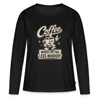 Le café me rend moins meurtrier - T-shirt manches longues Premium bio Femme - noir - Devant - Julia (174cm)