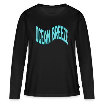 Typographie courbe de la brise océanique - T-shirt manches longues Premium bio Femme - noir - Devant - Julia (174cm)