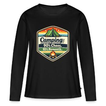 Camping Chaos Romantik Schild - Frauen Premium Bio Langarmshirt - Schwarz - Vorne - Julia (174cm)