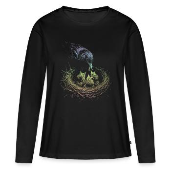 Merle - T-shirt manches longues Premium bio Femme - noir - Devant - Julia (174cm)