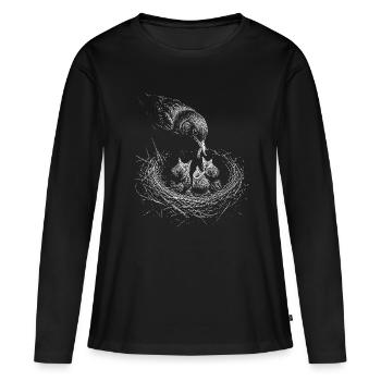 Merle - T-shirt manches longues Premium bio Femme - noir - Devant - Julia (174cm)