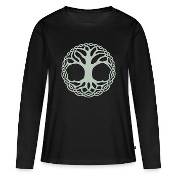 Cercle tressé Arbre de vie - T-shirt manches longues Premium bio Femme - noir - Devant - Julia (174cm)