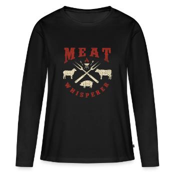 Humour Meat Whisperer BBQ Pitmaster - T-shirt manches longues Premium bio Femme - noir - Devant - Julia (174cm)
