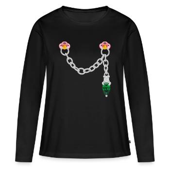 Connecteur argenté - T-shirt manches longues Premium bio Femme - noir - Devant - Julia (174cm)