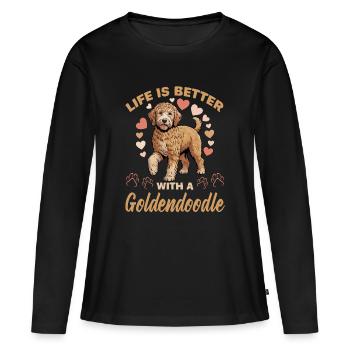 Goldendoodle Dog Breed - Women's Premium Organic Long Sleeve Shirt - black - Front - Julia (174cm)