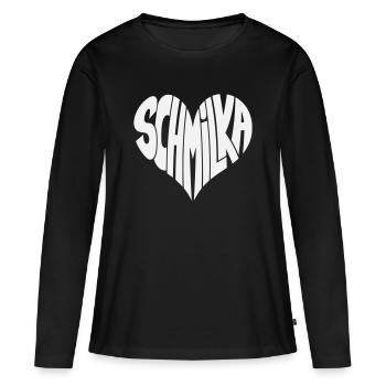 Schmilka, Ba Schandau Heart Lettering - Women's Premium Organic Long Sleeve Shirt - black - Front - Julia (174cm)