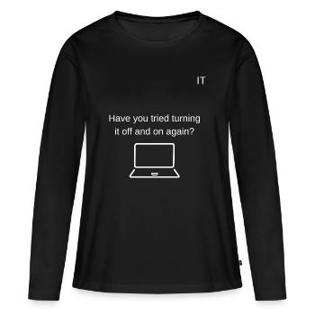 Neustart Humor Laptop Spruch - Frauen Premium Bio Langarmshirt - Schwarz - Vorne - Julia (174cm)