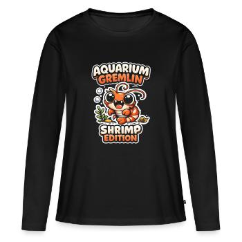 Gremlin d’aquarium | Passe-temps de crevettes - T-shirt manches longues Premium bio Femme - noir - Devant - Julia (174cm)