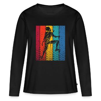 Bloc de bloc de Boulderer - T-shirt manches longues Premium bio Femme - noir - Devant - Julia (174cm)