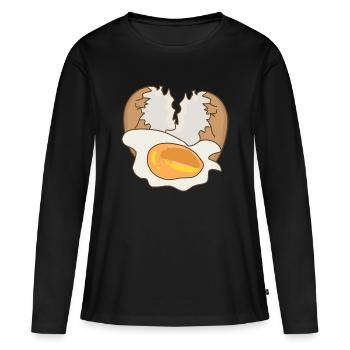 Spiegel mit Eierschale - Frauen Premium Bio Langarmshirt - Schwarz - Vorne - Julia (174cm)