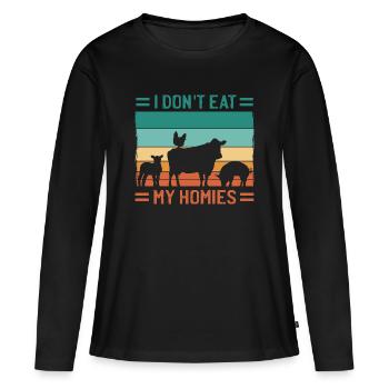 Vegan Homies - Frauen Premium Bio Langarmshirt - Schwarz - Vorne - Julia (174cm)