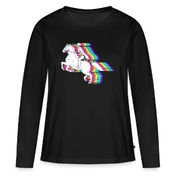 Courses de chevaux - T-shirt manches longues Premium bio Femme - noir - Devant - Julia (174cm)