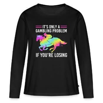 Courses de chevaux - T-shirt manches longues Premium bio Femme - noir - Devant - Julia (174cm)