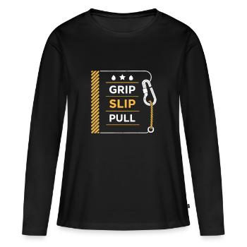 Grip Slip Pull Corde - T-shirt manches longues Premium bio Femme - noir - Devant - Julia (174cm)