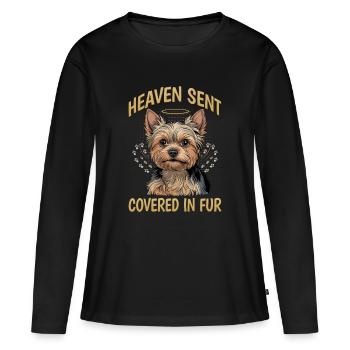 Yorkshire Terrier Yorkshire Race de chien Yorkshire - T-shirt manches longues Premium bio Femme - noir - Devant - Julia (174cm)