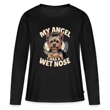 Yorkshire Terrier Yorkshire Race de chien Yorkshire - T-shirt manches longues Premium bio Femme - noir - Devant - Julia (174cm)