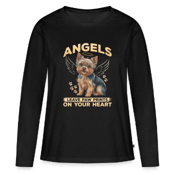 Yorkshire Terrier Yorkshire Race de chien Yorkshire - T-shirt manches longues Premium bio Femme - noir - Devant - Julia (174cm)
