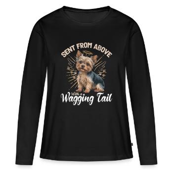 Yorkshire Terrier Yorkshire Race de chien Yorkshire - T-shirt manches longues Premium bio Femme - noir - Devant - Julia (174cm)
