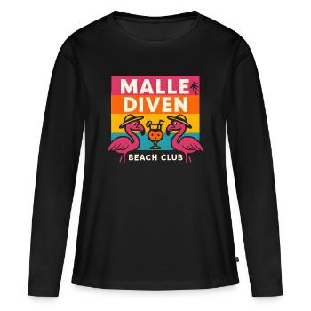 Malle Diven Beach Club Flamingo Mallorca Party  - Frauen Premium Bio Langarmshirt - Schwarz - Vorne - Julia (174cm)